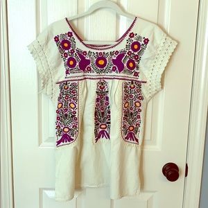 Embroidered boho peasant top
